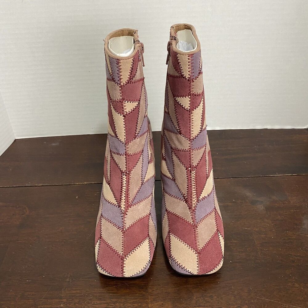 Jeffrey Campbell Womens Verus Patchwork Suede Ankle Boots Sz 7 Multicolor New - Picture 2 of 9